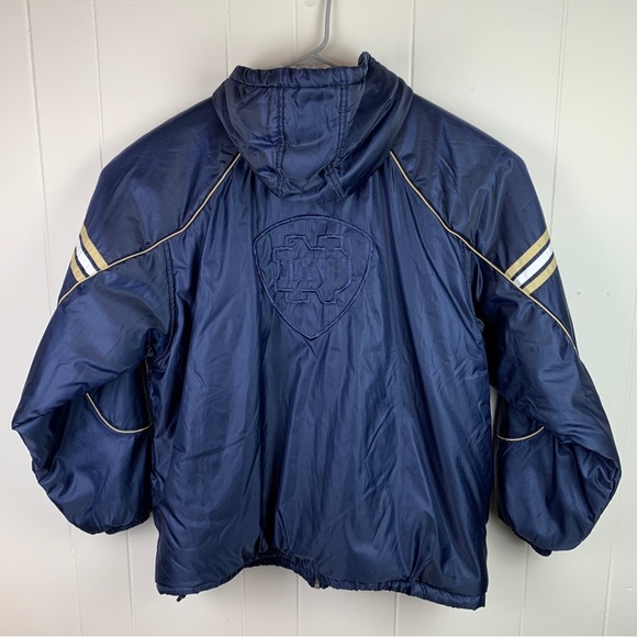 Adidas Team Notre Dame Full Zip Puffer Jacket Hooded Blue Men’s Medium - Picture 2 of 4